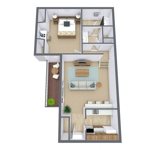 One Bedroom Floor Plan 11A  at Beacon Hill Apartments, Omaha, Nebraska